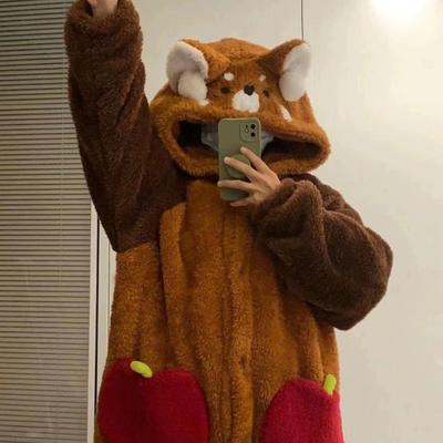 家居服特价可爱浣熊珊瑚睡衣浴袍