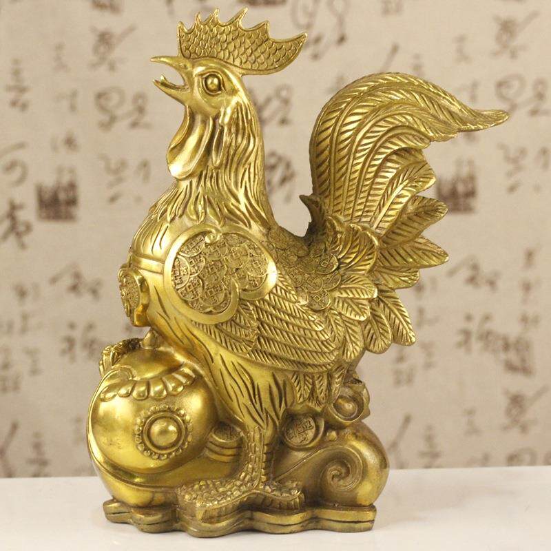铜鸡摆件 金鸡如意公鸡元宝鸡金钱鸡装饰品金属工艺品