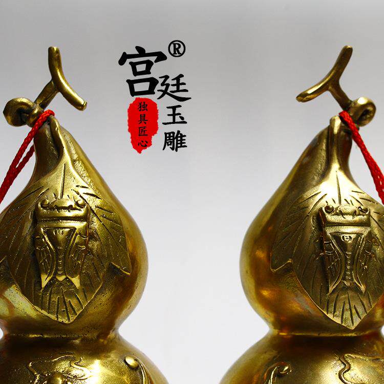 纯铜福寿如意葫芦摆件铜器工艺品摆件精工铜葫芦摆件