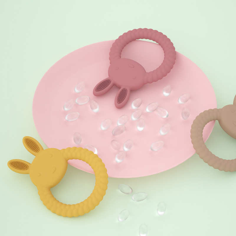 1Pcs Baby Teether Silicone Toy BPA Free Cartoon Rabbit Nursi