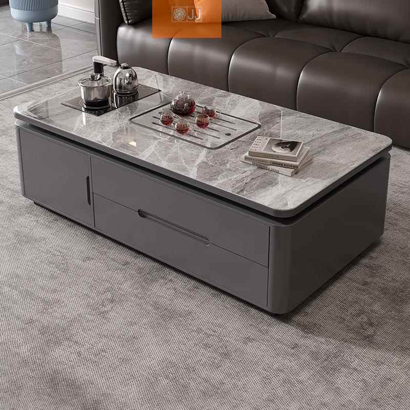 2025新款办公室简约岩板泡茶台客厅家用茶几带烧水壶一体储物茶桌