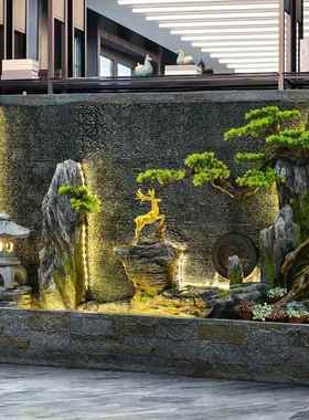 水幕墙假山流水摆件循环水屏风办公室客厅落地庭院花园景观大摆件