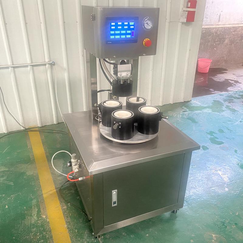 酱菜玻璃瓶真空封罐机 四工位真空封盖机 半自动旋盖机