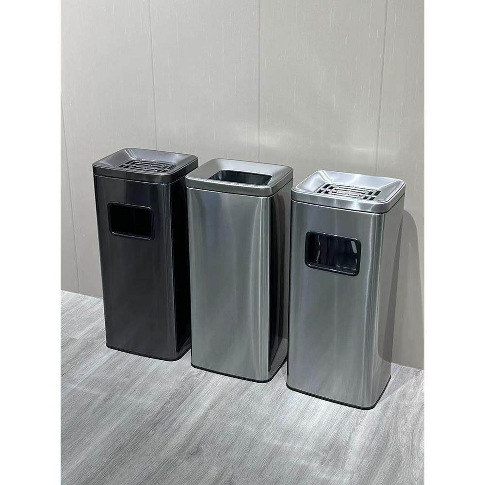 不锈钢酒店大堂垃圾桶电梯口立式带烟灰缸灭烟桶环保室内外果皮桶