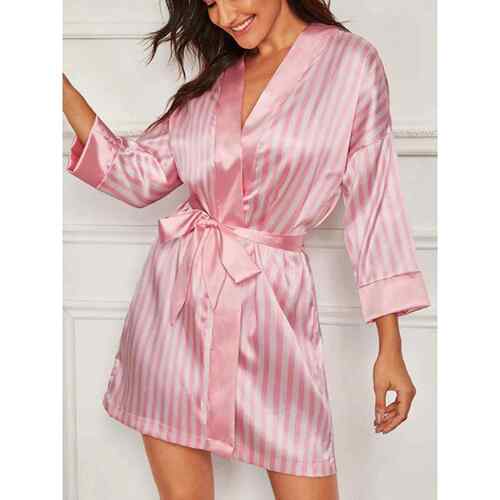 Sexy temptation lace striped lace robe bathrobe 条纹蕾丝睡袍