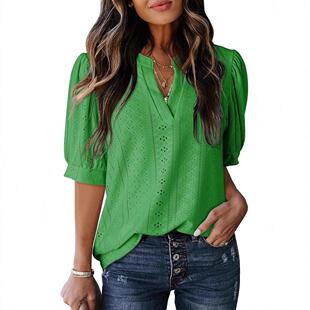 Women'S Loose-Fitting Summer Business Casual Blouses V-Neck