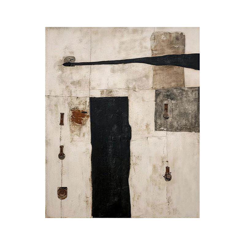 手绘油画侘寂风素简客厅装饰画级肌理餐厅玄关挂画大幅民宿壁画