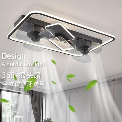 北欧摇头吊扇灯2025新款客厅吸顶一体吊灯餐厅厨房电灯电风扇灯扇