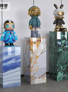 岩板立柱子大理石摆件底座展示摆台暴力熊装饰品花架子客厅落地式