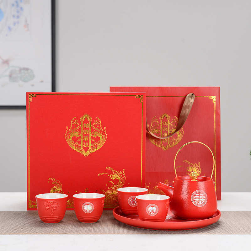 结婚回礼陪嫁批发茶具结婚闺蜜套装送新娘套装朋友茶壶茶杯中式送