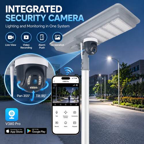 Solar Street Light with 4G WiFi PTZ Camera Remote Monitoring