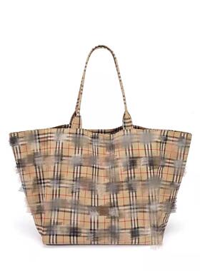 覆古格纹通勤大手提袋腋窝袋橙色大容量格纹帆布袋高橙色肩包