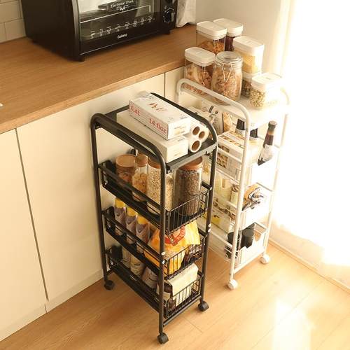 缝隙收纳柜超窄厨房夹缝置物架抽屉式落地侧面移动多层家居置物柜