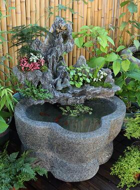 假山造景流水景观喷泉瀑布中式石头摆件庭院阳台花园可养鱼缸装饰