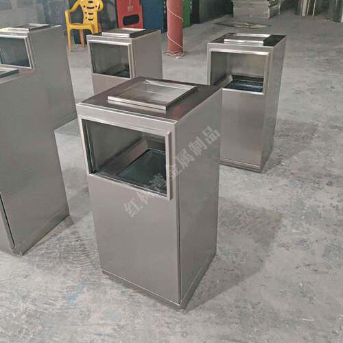 户外广场物业小区方形抽拉滑轨组合式不锈钢分类垃圾桶果皮箱