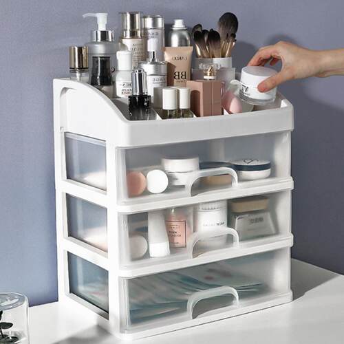 Transparent Plastic Drawer-Type Cosmetic Storage Box, Dust-P