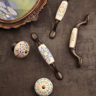 复把古美式现代约仿古做手绘陶瓷木头小拉手衣旧柜门KDQ橱柜抽屉