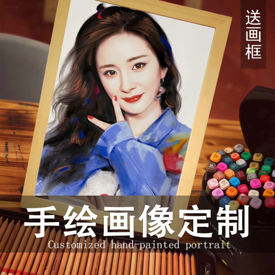 肖像画彩情侣定制代铅作照片物真人手绘画像画人转礼物素描头像