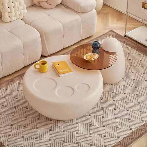 极风茶几茶几艺术电视柜轻奢茶几感现代高级客厅家用简猫爪小奶油