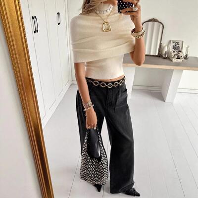 Light and intelligent style, two cloaks, knitted sweater,