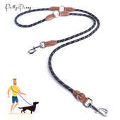 双头牵引绳一体式 牛皮宠物牵引绳遛狗绳链 胸背带可调节胸背式