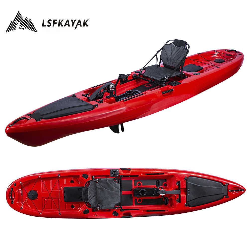 滚塑单人脚踏船单人脚踏皮划艇13尺脚踏钓鱼艇脚踏卡亚克舟路亚艇