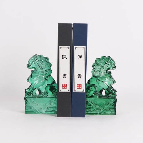 新中式样板房间客厅书房书档摆件对狮书靠书立书桌软装饰品陈设