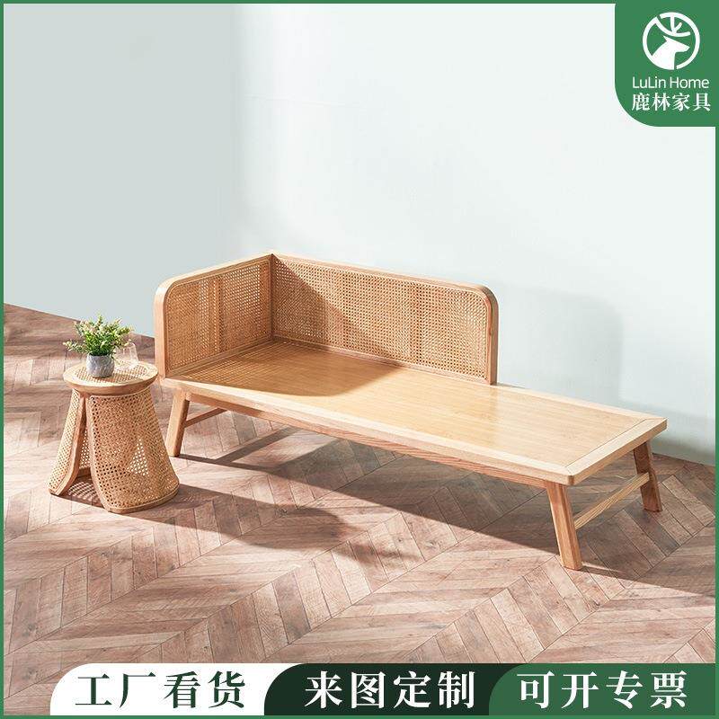 实木贵妃躺椅藤编沙发轻奢贵妃椅美人榻卧室单人小户型北欧民宿