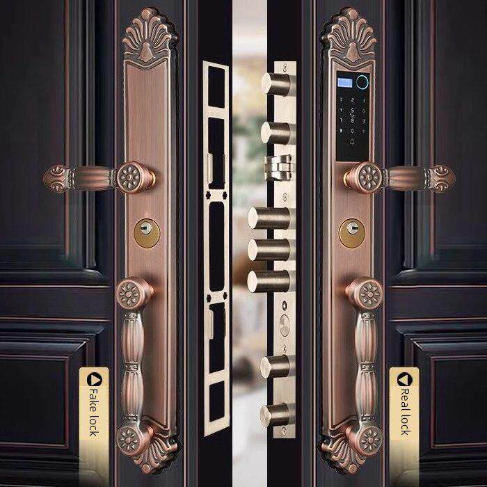 欧式别墅双开双开门家用指纹锁智能覆古农村大门防盗门门锁密码锁