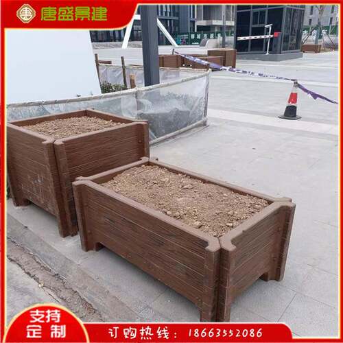 仿木花桶花箱厂家销售景观园林种植水泥圆形聊城户外