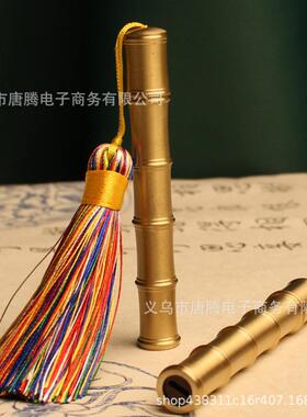 唐腾黄铜火折子摆件家居野外求生创意纯铜手把件纪念品小礼物复古