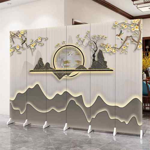 中式屏风隔断客厅山水实木折叠办公室玄关可移动遮挡折屏小户型