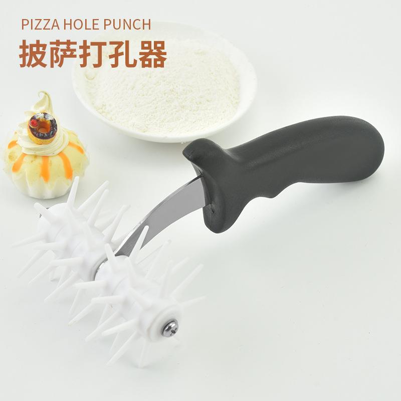 现货滚轮打孔器披萨面皮扎孔排气塑料薄饼煎饼面包开孔滚轮针工具
