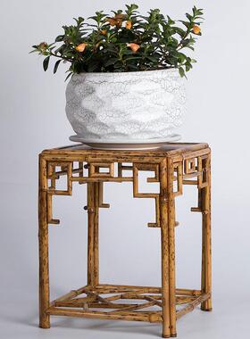 梅鹿竹高脚兰花花几老竹茶具展示架菖蒲盆架茶棚茶道陈设收纳