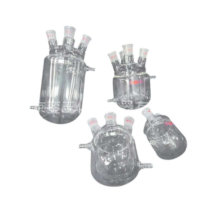 硼500ml  套双层反应器250加工玻璃硅反应三反应高夹套夹四口瓶瓶