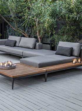 户外实木沙发庭院露台酒店阳台露天防水防晒组合室外休闲户外家具
