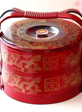 结婚手提食盒双层饺子盒红色婚庆分格果盒大号饭盒蓝子新娘陪嫁妆