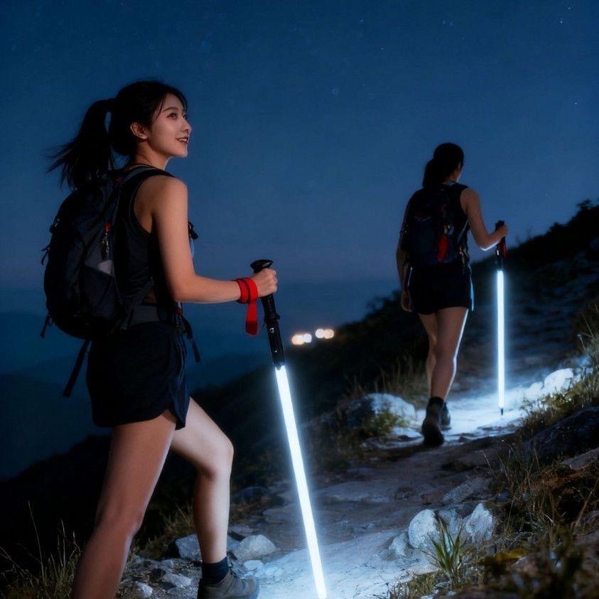 新款发光登山杖专业装备手杖照明徒步出行便捷户外夜光登山杖