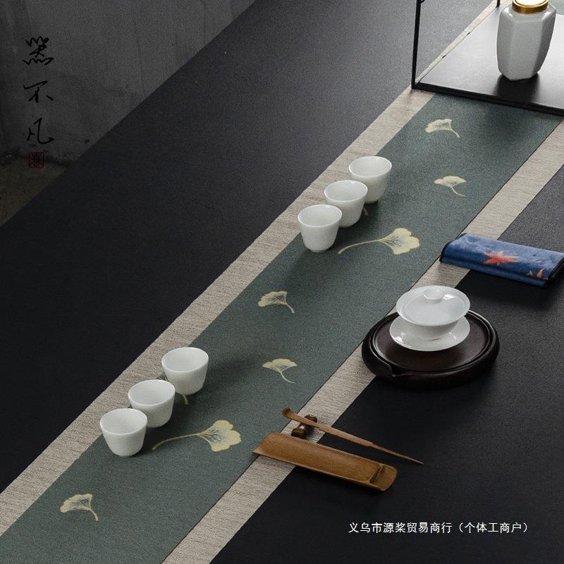 日式防水茶席现代简约禅意桌旗新中式茶巾茶盘垫茶台桌布茶垫茶旗