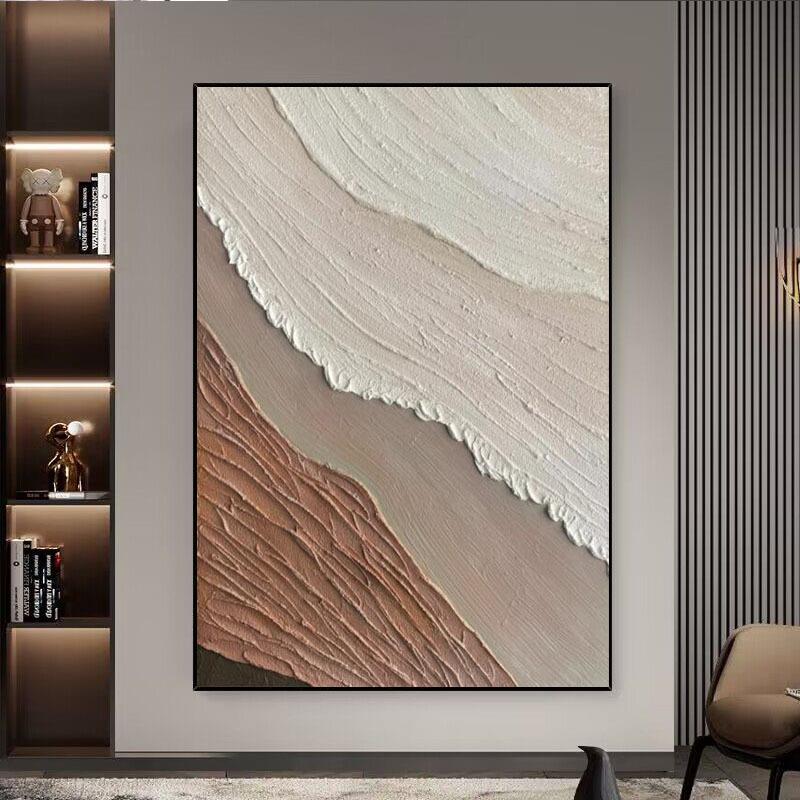 纯手绘油画立体肌理客厅装饰画抽象潮汐海浪玄关装饰画北欧极简风