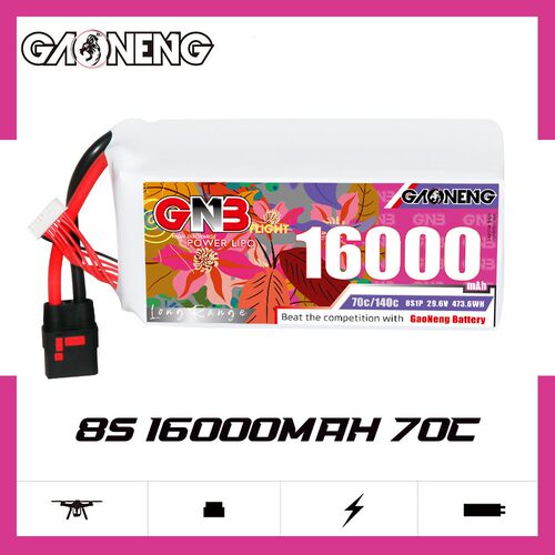 GNB高能16000mAh 8S 29.6V 70C遥控植保机无人机直升机RC锂电池