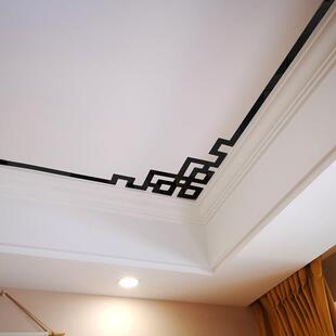 压克力自粘客厅镜面装 天花板天花板3d 饰屋顶边框条四对角贴悬吊式