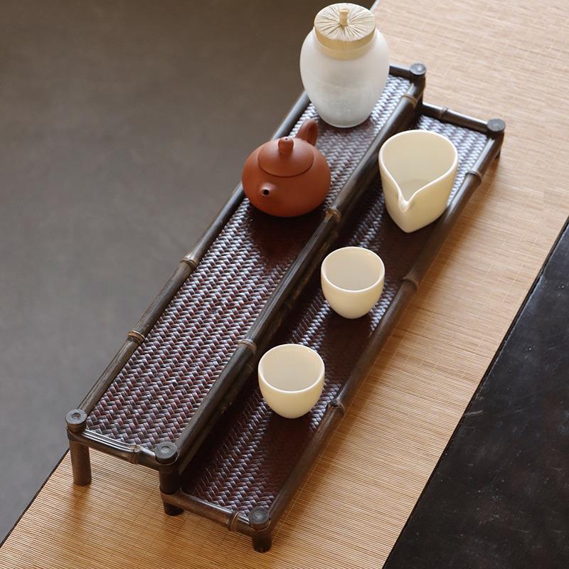 紫竹杯架茶盘茶台单层双层三层 茶具展示置物架 茶道零配件博古架