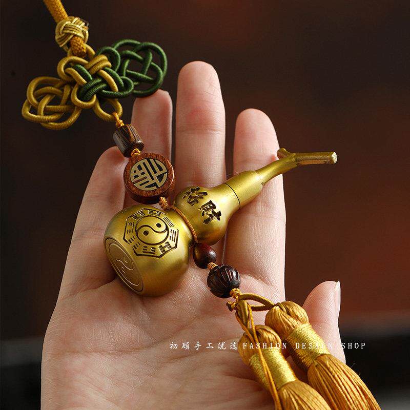 五帝钱门对门真品铜葫芦挂件开口装朱砂压门槛纯铜吉祥结古币挂件