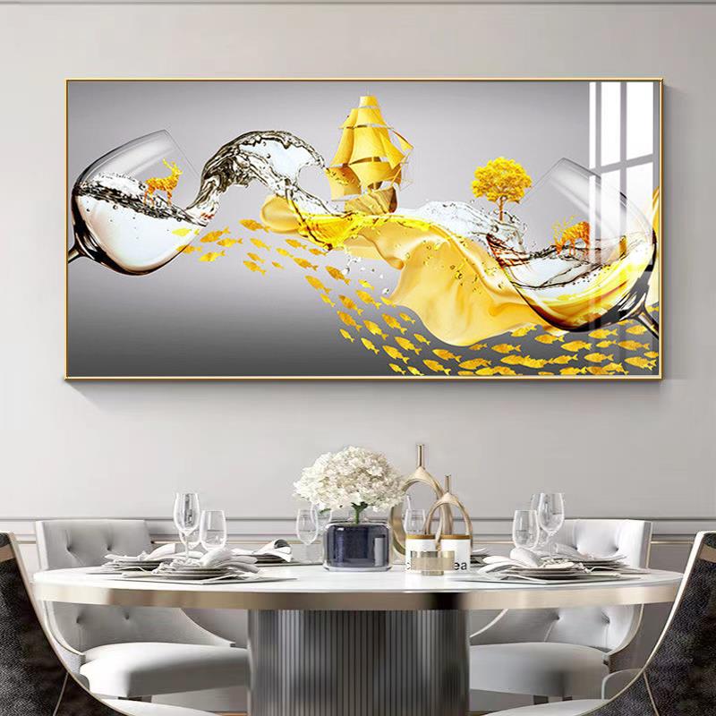 轻奢高档饭厅装饰画现代简约抽象挂画大气客厅餐桌背景墙壁画