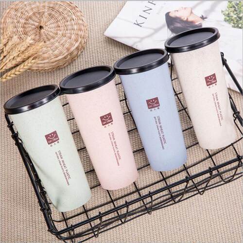 Wheat straw portable cup, couple's wheat aroma cup with dual