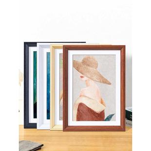 实木质相框挂墙画框装 裱a34素描4K8开海报照片空框拼图外框架