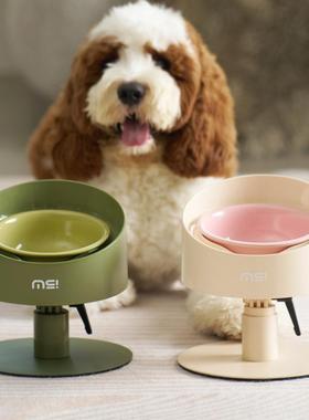 麻薯陶瓷猫碗高脚斜口保护颈椎宠物防打翻猫咪喝水喂粮狗狗碗食盆