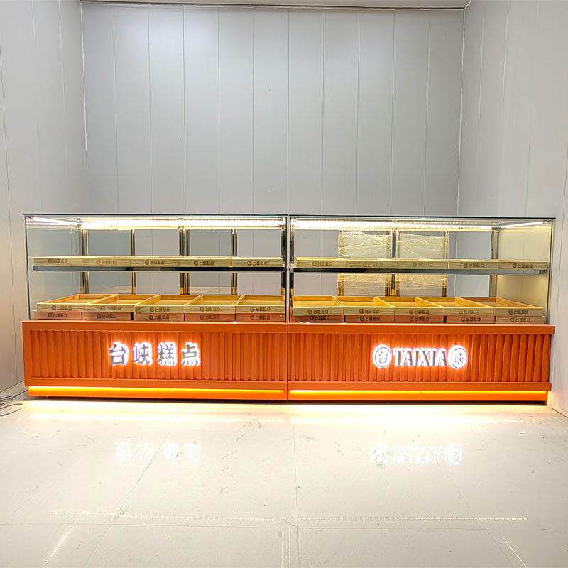 2025中式糕点展示柜实木冷藏食品玻璃柜面 面包蛋糕展柜桃酥饼干