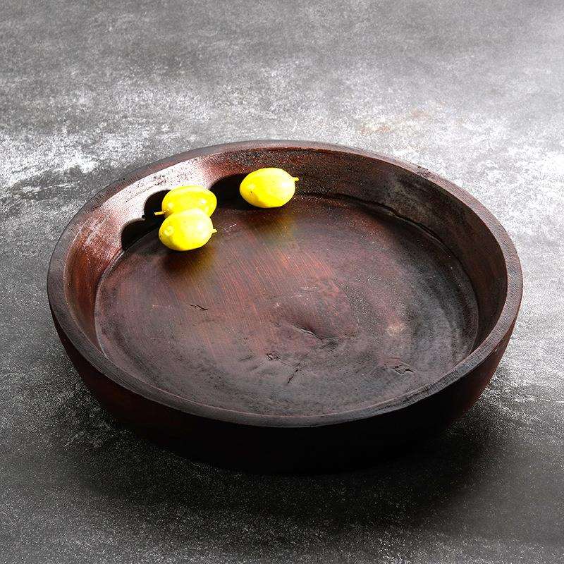 现代奢板房售楼处客厅样餐厅仿木KEH轻纹盘水果摆件收纳托盘软装